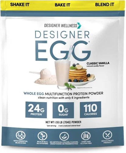 Miniatura 8 de Designer Wellness, Designer Egg, proteína en polvo natural de yema de huevo y clara de huevo, apto para dieta keto y paleo, bajo en calorías, menos