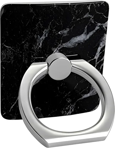 Casely Anillo de teléfono | Anillo de teléfono de mármol negro | Giratorio completo de 360 grados, adhesivo fuerte, quita y reutiliza, funciona en
