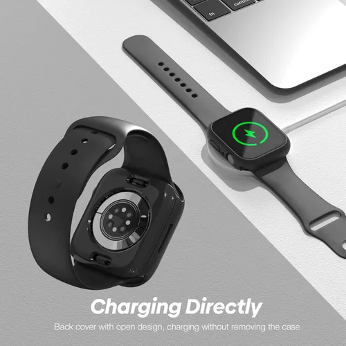 Miniatura 6 de [Paquete de 2] Funda impermeable 2 en 1 compatible con Apple Watch Series 9, 8, 7, 1.772 pulgadas, protector de pantalla de vidrio templado