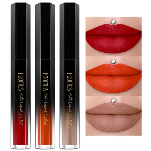 Miniatura 25 de Lápiz labial rojo de larga duración, pintalabios líquido mate para mujeres sin transferencia, a prueba de manchas, suave y fácil de aplicar