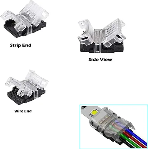 Miniatura 4 de Conectores de tira LED, 6 pines 0.472 in, 8 piezas impermeables, 2 cables de extensión, 10 conectores sin huecos