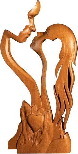 Miniatura 9 de BGCOPPER Estatua de madera para pareja, esculturas abstractas de pareja para decoración del hogar, regalo de mujer para aniversario, boda