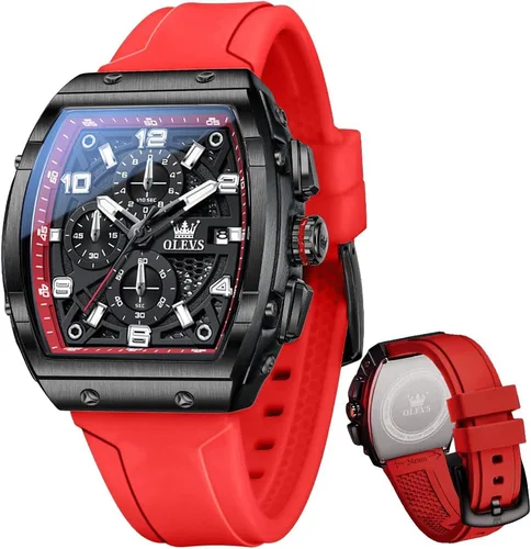 Miniatura 12 de OLEVS - Relojes para hombre, de cuero marrón, caja dorada, analógico, de cuarzo, de moda, para negocios, reloj de vestir, con fecha, luminoso