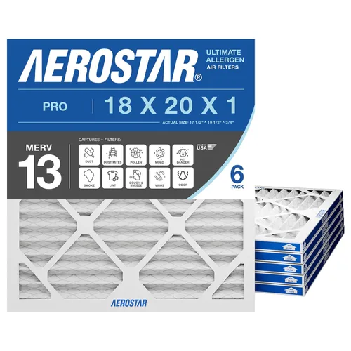 Miniatura 9 de Filtros de aire plisados MERV 8 de Aerostar de 18 x 20 x 1 pulgada - 4 unidades - Filtros de alta eficiencia para HVAC, caldera y aire acondicionado
