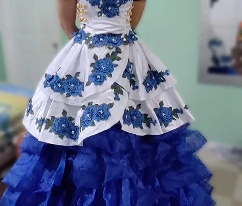 Miniatura 3 de Vingate Floral Flowers Emroidery Vestidos de quinceañera con volantes vestido de baile dulce 16 vestidos de fiesta de graduación
