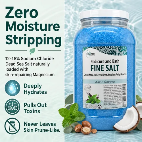 Miniatura 2 de SPA REDI - Remedio de Pies Desintoxicante y Baño con Sal Fina, Menta y Eucalipto, 3.8 L - Hecho con Sales del Mar Muerto, Aceite de Argán, Aceite