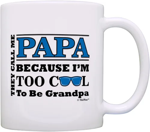 ThisWear Regalo del Día del Padre para Papa Too Cool to Be a Grandpa Gafas de sol Regalo de 11 oz Taza de café de cerámica 11oz - Papa