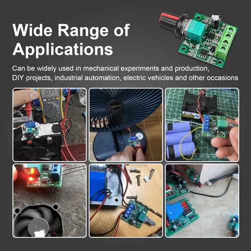 Miniatura 4 de Exqutoo Paquete de 2 controladores de velocidad PWM, interruptor de controlador ajustable, controlador de velocidad de motor de CC de bajo voltaje