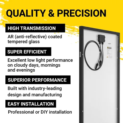 Miniatura 4 de Spartan Power Panel solar de 100 W, 9 barras de autobús, color negro, ideal para RV, remolque, cámper, barco, cabina, granja, SP-100W