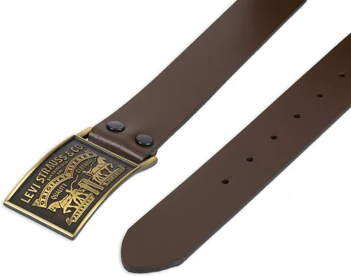Miniatura 4 de Levis Cinturón de cuero para hombre con hebilla de placa Negro