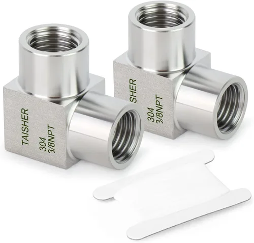 Miniatura 17 de TAISHER 2 piezas de acero inoxidable 304 cuadrado codo Barstock Street de 90 grados, tubo hembra NPT de 1/8 pulgadas a tubo hembra NPT de 1/8