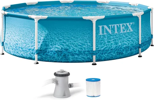 Miniatura 8 de INTEX 28206EP - Piscina sobre el suelo con marco de metal junto a la playa, 10 pies x 30 pulgadas, solo piscina (bomba no incluida)