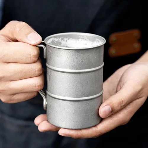 Miniatura 4 de Tazas de café vintage de acero inoxidable con asa, tazas de café para campamento, taza de senderismo al aire libre, equipo de campamento ligero