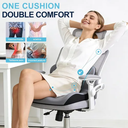 Miniatura 3 de Cojín de asiento para silla de oficina y automóvil, cojines ergonómicos en forma de L, cojín de espuma viscoelástica, almohada de apoyo lumbar