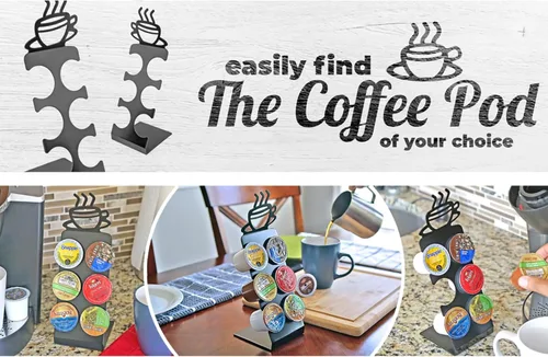 Miniatura 4 de Soporte para cápsulas de café para encimera, soporte de 6 ranuras K-Cup para espacios pequeños, almacenamiento compacto, soporte de metal