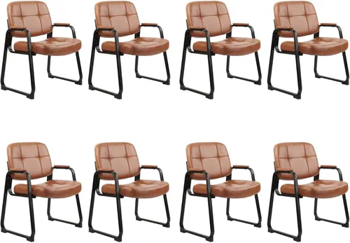 Miniatura 17 de CLATINA Juego de 2 sillas grandes y altas para sala de espera de 400 libras, silla de recepción de oficina de cuero, sin ruedas, con respaldo, Base