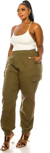 Miniatura 8 de Pantalones deportivos de cintura alta para mujer, pantalones deportivos casuales con cintura elástica tipo cargo con 6 bolsillos