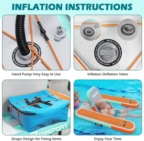 Miniatura 6 de FBSPORT Tumbona inflable para piscina para adultos, silla flotante de agua, balsa flotante de piscina con soporte para tazas y respaldo