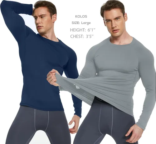 Miniatura 2 de Paquete de 5 o 4 camisas de compresión térmica para hombre, forro polar, manga larga, capa base atlética, equipo de entrenamiento para clima frío