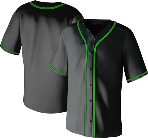 Miniatura 15 de Camisetas de béisbol en blanco para hombre, camisas de manga corta, estilo Hip Hop, deportivas, casuales, con botones, uniformes Hip Pop