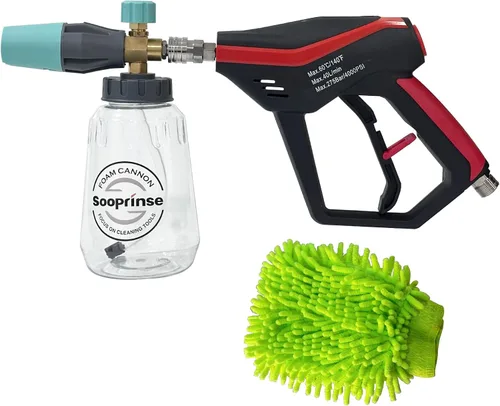 Miniatura 13 de Sooprinse Pistola de lavado a presión corta con cañón de espuma, pistola de lavado de alta presión, lanza de espuma de nieve con conector rápido