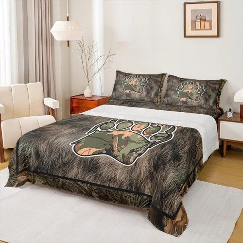 Miniatura 24 de Rustic Lodge - Juego de sábanas tamaño individual con diseño de oso y alce, diseño de retazos, color rojo y negro, a cuadros, ropa de cama de Multi