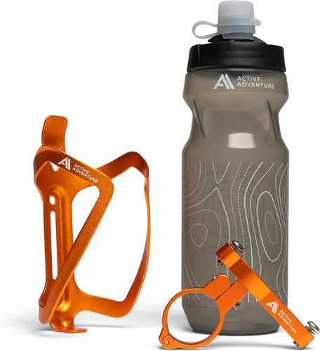 Miniatura 8 de Combo de soporte para botella de agua para bicicleta, 20 onzas, soporte para botella exprimible y jaula de montaje para bicicleta, no necesita