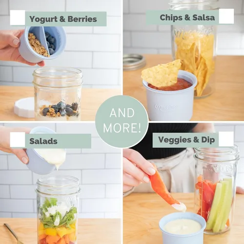 Miniatura 3 de Masontops Snack Stack - Separadores de tarros Mason para frascos de boca ancha, avena durante la noche y recipientes de preparación de comidas