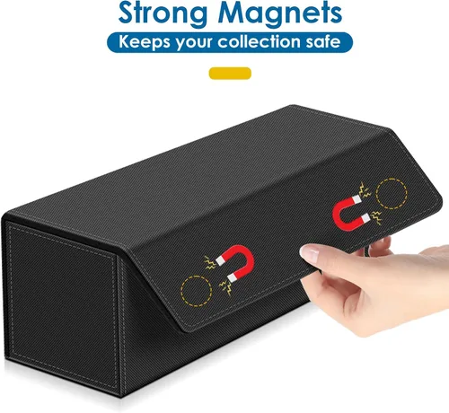 Miniatura 5 de Homthy Funda para cartas intercambiables, de cuero, cierre magnético, caja de almacenamiento para tarjetas de comandante, con capacidad para más