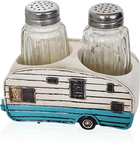 Miniatura 7 de Pine Ridge Juego de salero y pimentero de oso de café, dos cocteleras de vidrio, soporte para fogata para especias y condimentos, para cocina