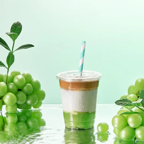 Miniatura 5 de [Paquete de 100] Vasos de plástico transparente de 12 onzas con tapas planas ranuradas, vasos desechables para bebidas frías heladas, café, té
