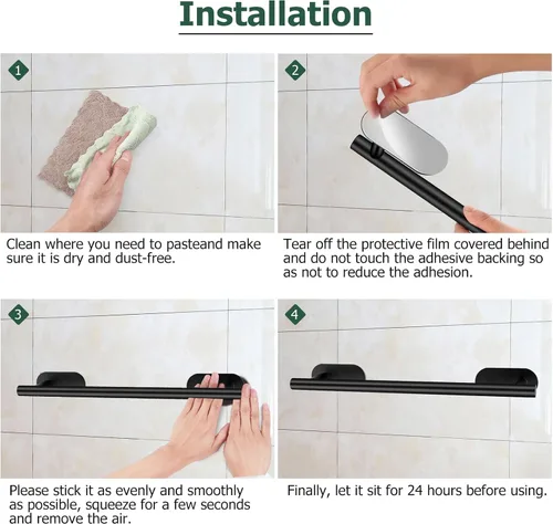 Miniatura 8 de JiGiU Toallero autoadhesivo para baño, incluye toallero de baño de 16 pulgadas, soporte para papel higiénico, anillo de toalla y 3 paquetes
