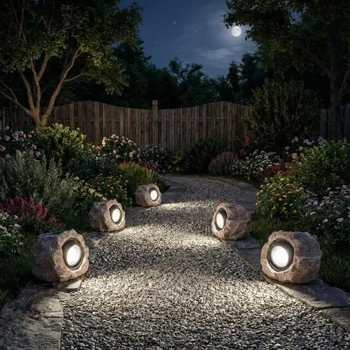 Miniatura 8 de Candieslife Luces Solares de Jardín para Exteriores - Foco Solar LED Impermeable IP65, Luces de Paisaje Alimentadas por Energía Solar, Luz 4Pack-Rock