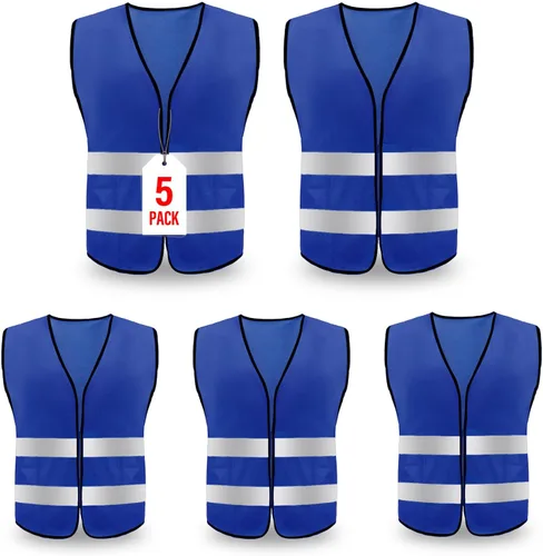 Chaleco de seguridad, chaleco reflectante de alta visibilidad para hombres, trabajo, ciclismo, corredor, topógrafo, voluntario, carretera Azul