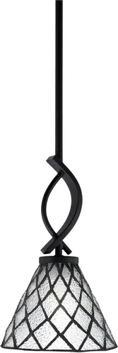 Miniatura 132 de Toltec Lighting Cavella Stem Colgado Mini colgante, acabado grafito, vidrio de muselina blanca de 4 pulgadas