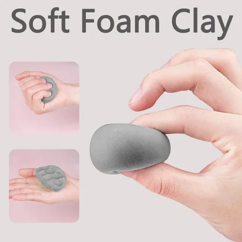 Miniatura 2 de Cutedeer Arcilla Gris que Seca al Aire, Arcilla de Modelado de Espuma de 1.1 lb, Suave y Blanda para Moldear para Niños y Adultos, Suministros