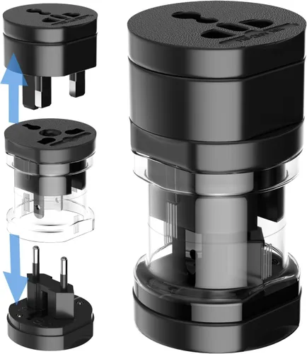 Miniatura 9 de Adaptador de enchufe de viaje con 2 USB A+1 USB C, adaptador de viaje universal todo en uno, convertidores de corriente, cargador de pared