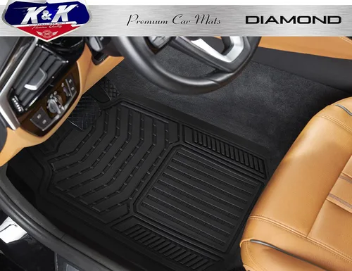 Miniatura 4 de K&K Auto Accessories 3D - Tapete grueso para piso de automóvil, 8 libras, resistente, duradero, universal, diamante negro, plato profundo
