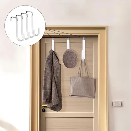 Miniatura 6 de HOOSUN Paquete de 4 ganchos para colgar sobre la puerta, ganchos de 5 pulgadas para colgar colgadores de puerta resistentes, ganchos para colgar
