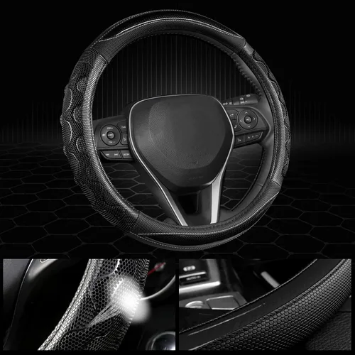 Miniatura 4 de Funda para Volante GIANT PANDA para Toyota, Funda para Volante de Coche Auto para Toyota Highlander Rav4 Corolla Camry, Tamaño Estándar - Negro
