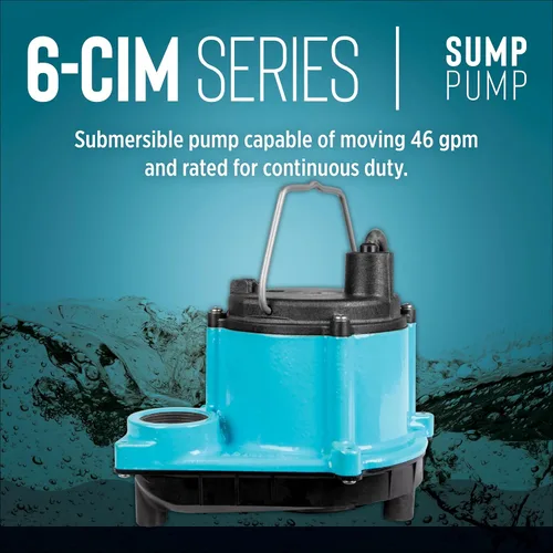 Miniatura 6 de Little Giant 6-CIM-R Bomba sumergible de sumidero de 115 voltios, 1/3 HP, 2750 GPH (sin interruptor) para sistemas de sumidero y deshidratación