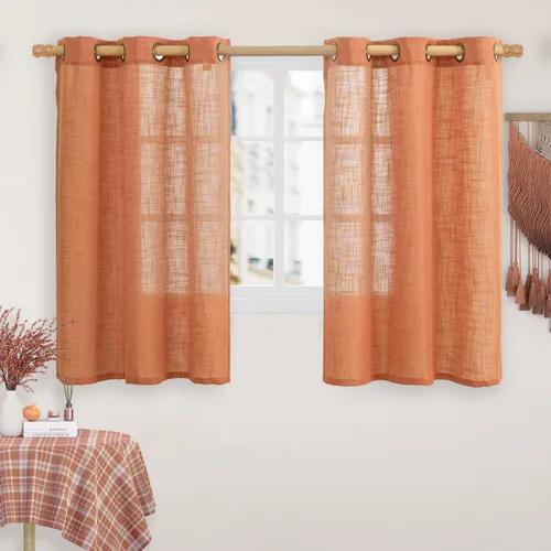 Miniatura 44 de LAMIT Cortinas de lino sintético para dormitorio, paneles filtrantes de luz, cortinas de lino con protección de privacidad con ojales para ventanas