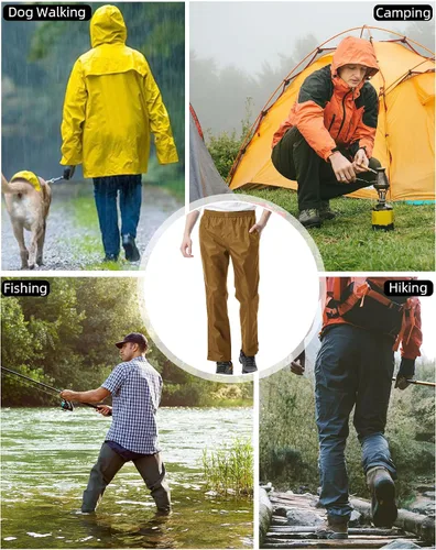 Miniatura 7 de iCreek Pantalones de lluvia para hombre, impermeables, resistentes al viento, ligeros, para senderismo, trabajo, lluvia, al aire libre, para golf