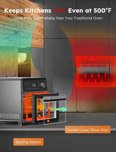Miniatura 8 de Nuwave Horno de Convección y Freidora de Aire Eléctrico Combo con Calentadores de Funda, Sabor de Asado Auténtico, Nuevo Sistema de Convección 2024