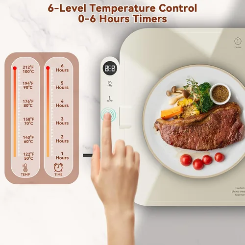 Miniatura 4 de Newise Tapete de calentamiento de alimentos de grafeno mejorado para encimera, regalos para mamá esposa, bandeja de calentamiento eléctrica