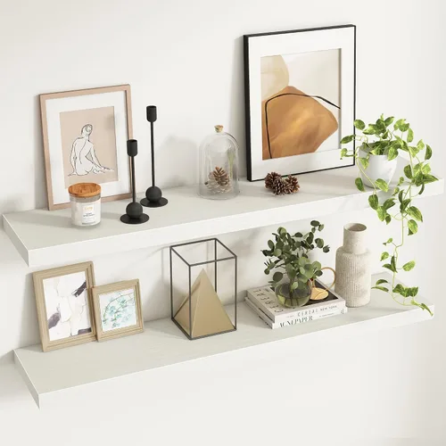 Miniatura 57 de Fun Memories Estantes flotantes – Estante de pared de 9.3 pulgadas de profundidad para decoración y almacenamiento – Estantería de exhibición