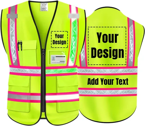 Miniatura 23 de Chaleco de Seguridad Reflectante de Alta Visibilidad Personalizable con Logo y 5 Bolsillos Hi Vis Chaleco Ropa de Trabajo Protectora para Exteriores
