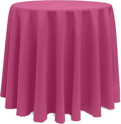Miniatura 53 de ULTIMATE TEXTILE Mantel redondo de lino de poliéster de 120 pulgadas, color rosa neón