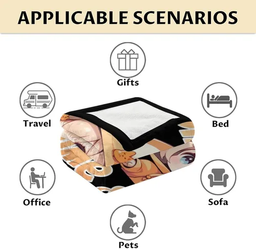 Miniatura 6 de Manta infantil para niñas, suave, mullida y acogedora, manta de regazo de 30 x 40 pulgadas para sofá, oficina, manta de franela cálida naranja