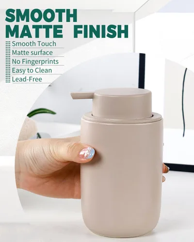 Miniatura 5 de BosilunLife Dispensador de jabón de espuma – Dispensador de espuma de cerámica para lavado de manos para baño, dispensador de jabón pequeño moderno